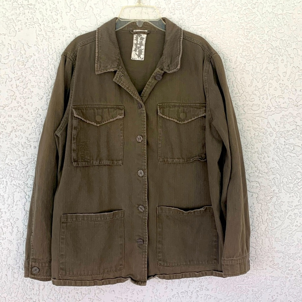 Sadie & Sage military/utility style jacket size M buttons,pockets green color